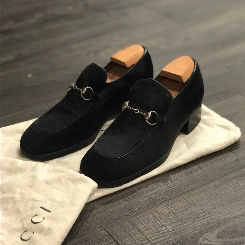 Vintage Mens Gucci Horsebit Pony Hair Loafers